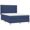 Cama Doble | Cama Para Adultos | Cama Box Spring Con Colchón Tela Azul 140x190 Cm Cfw6460905