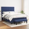 Cama Doble | Cama Para Adultos | Cama Box Spring Con Colchón Tela Azul 140x190 Cm Cfw3809675