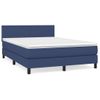 Cama Doble | Cama Para Adultos | Cama Box Spring Con Colchón Tela Azul 140x190 Cm Cfw7998038