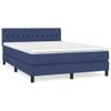 Cama Doble | Cama Para Adultos | Cama Box Spring Con Colchón Tela Azul 140x190 Cm Cfw2975202