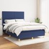 Cama Doble | Cama Para Adultos | Cama Box Spring Con Colchón Tela Azul 140x190 Cm Cfw6050375