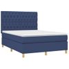 Cama Doble | Cama Para Adultos | Cama Box Spring Con Colchón Tela Azul 140x190 Cm Cfw5350405