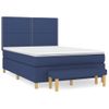 Cama Doble | Cama Para Adultos | Cama Box Spring Con Colchón Tela Azul 140x190 Cm Cfw3581499