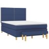 Cama Doble | Cama Para Adultos | Cama Box Spring Con Colchón Tela Azul 140x190 Cm Cfw3581499