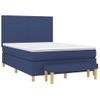 Cama Doble | Cama Para Adultos | Cama Box Spring Con Colchón Tela Azul 140x190 Cm Cfw2605327