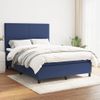 Cama Doble | Cama Para Adultos | Cama Box Spring Con Colchón Tela Azul 140x190 Cm Cfw2526451