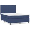 Cama Doble | Cama Para Adultos | Cama Box Spring Con Colchón Tela Azul 140x190 Cm Cfw2526451