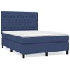 Cama Doble | Cama Para Adultos | Cama Box Spring Con Colchón Tela Azul 140x190 Cm Cfw8282174