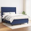 Cama Doble | Cama Para Adultos | Cama Box Spring Con Colchón Tela Azul 140x190 Cm Cfw3102923