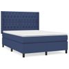 Cama Doble | Cama Para Adultos | Cama Box Spring Con Colchón Tela Azul 140x190 Cm Cfw3102923