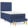 Cama Individual | Cama Para Adultos | Cama Box Spring Con Colchón Tela Azul 90x190 Cm Cfw3336045