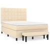 Cama Doble | Cama Para Adultos | Cama Box Spring Con Colchón Tela Color Crema 140x190 Cm Cfw9652590