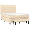 Cama Doble | Cama Para Adultos | Cama Box Spring Con Colchón Tela Color Crema 140x190 Cm Cfw9652590