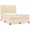 Cama Doble | Cama Para Adultos | Cama Box Spring Con Colchón Tela Color Crema 140x190 Cm Cfw7362512