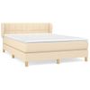 Cama Doble | Cama Para Adultos | Cama Box Spring Con Colchón Tela Color Crema 140x190 Cm Cfw2131563