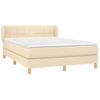 Cama Doble | Cama Para Adultos | Cama Box Spring Con Colchón Tela Color Crema 140x190 Cm Cfw2131563