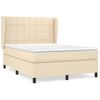 Cama Doble | Cama Para Adultos | Cama Box Spring Con Colchón Tela Color Crema 140x190 Cm Cfw4213774