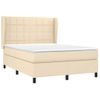 Cama Doble | Cama Para Adultos | Cama Box Spring Con Colchón Tela Color Crema 140x190 Cm Cfw4213774