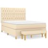 Cama Doble | Cama Para Adultos | Cama Box Spring Con Colchón Tela Color Crema 140x190 Cm Cfw5887576