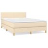 Cama Doble | Cama Para Adultos | Cama Box Spring Con Colchón Tela Color Crema 140x190 Cm Cfw4270879