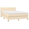 Cama Doble | Cama Para Adultos | Cama Box Spring Con Colchón Tela Color Crema 140x190 Cm Cfw4270879