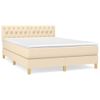 Cama Doble | Cama Para Adultos | Cama Box Spring Con Colchón Tela Color Crema 140x190 Cm Cfw9836823