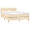 Cama Doble | Cama Para Adultos | Cama Box Spring Con Colchón Tela Color Crema 140x190 Cm Cfw9836823