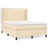 Cama Doble | Cama Para Adultos | Cama Box Spring Con Colchón Tela Color Crema 140x190 Cm Cfw4395189