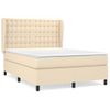 Cama Doble | Cama Para Adultos | Cama Box Spring Con Colchón Tela Color Crema 140x190 Cm Cfw9946176