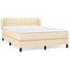 Cama Doble | Cama Para Adultos | Cama Box Spring Con Colchón Tela Color Crema 140x190 Cm Cfw9256739