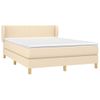 Cama Doble | Cama Para Adultos | Cama Box Spring Con Colchón Tela Color Crema 140x190 Cm Cfw5177908