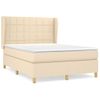 Cama Doble | Cama Para Adultos | Cama Box Spring Con Colchón Tela Color Crema 140x190 Cm Cfw8219922