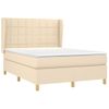 Cama Doble | Cama Para Adultos | Cama Box Spring Con Colchón Tela Color Crema 140x190 Cm Cfw8219922