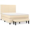 Cama Doble | Cama Para Adultos | Cama Box Spring Con Colchón Tela Color Crema 140x190 Cm Cfw7671634