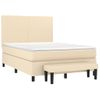 Cama Doble | Cama Para Adultos | Cama Box Spring Con Colchón Tela Color Crema 140x190 Cm Cfw7671634