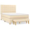 Cama Doble | Cama Para Adultos | Cama Box Spring Con Colchón Tela Color Crema 140x190 Cm Cfw2609187