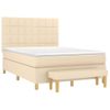 Cama Doble | Cama Para Adultos | Cama Box Spring Con Colchón Tela Color Crema 140x190 Cm Cfw2609187