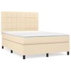 Cama Doble | Cama Para Adultos | Cama Box Spring Con Colchón Tela Color Crema 140x190 Cm Cfw2523098