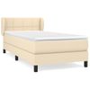 Cama Individual | Cama Para Adultos | Cama Box Spring Con Colchón Tela Color Crema 90x190 Cm Cfw5768094