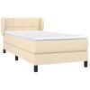 Cama Individual | Cama Para Adultos | Cama Box Spring Con Colchón Tela Color Crema 90x190 Cm Cfw5768094