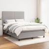 Cama Doble | Cama Para Adultos | Cama Box Spring Con Colchón Tela Gris Claro 140x190 Cm Cfw4168442