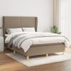 Cama Doble | Cama Para Adultos | Cama Box Spring Con Colchón Tela Gris Taupe 140x190 Cm Cfw8329312