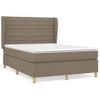 Cama Doble | Cama Para Adultos | Cama Box Spring Con Colchón Tela Gris Taupe 140x190 Cm Cfw8329312