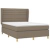 Cama Doble | Cama Para Adultos | Cama Box Spring Con Colchón Tela Gris Taupe 140x190 Cm Cfw8329312