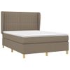 Cama Doble | Cama Para Adultos | Cama Box Spring Con Colchón Tela Gris Taupe 140x190 Cm Cfw9017715