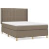 Cama Doble | Cama Para Adultos | Cama Box Spring Con Colchón Tela Gris Taupe 140x190 Cm Cfw2370649