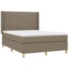 Cama Doble | Cama Para Adultos | Cama Box Spring Con Colchón Tela Gris Taupe 140x190 Cm Cfw2370649