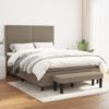 Cama Doble | Cama Para Adultos | Cama Box Spring Con Colchón Tela Gris Taupe 140x190 Cm Cfw3671901