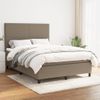 Cama Doble | Cama Para Adultos | Cama Box Spring Con Colchón Tela Gris Taupe 140x190 Cm Cfw3067993