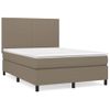 Cama Doble | Cama Para Adultos | Cama Box Spring Con Colchón Tela Gris Taupe 140x190 Cm Cfw3067993